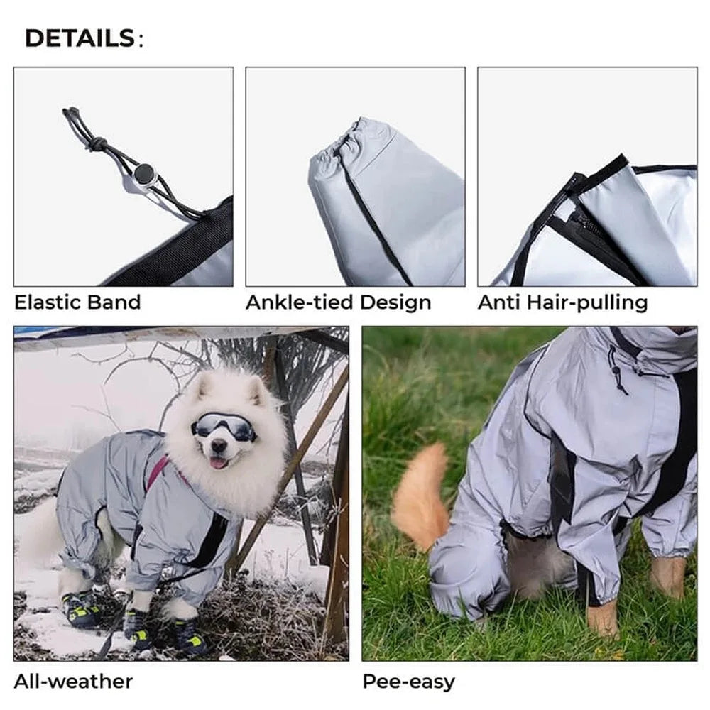 Reflective Pet Dog Jumpsuit Waterproof Raincoat Sunscreen Dog Outdoor Clothes Jacket - Dog and Cat Studio