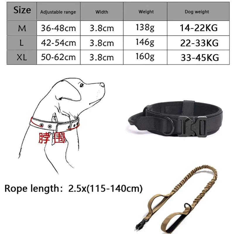 Tactical Dog Collar Traction Adjustable with Control Handle - Dog and Cat Studio