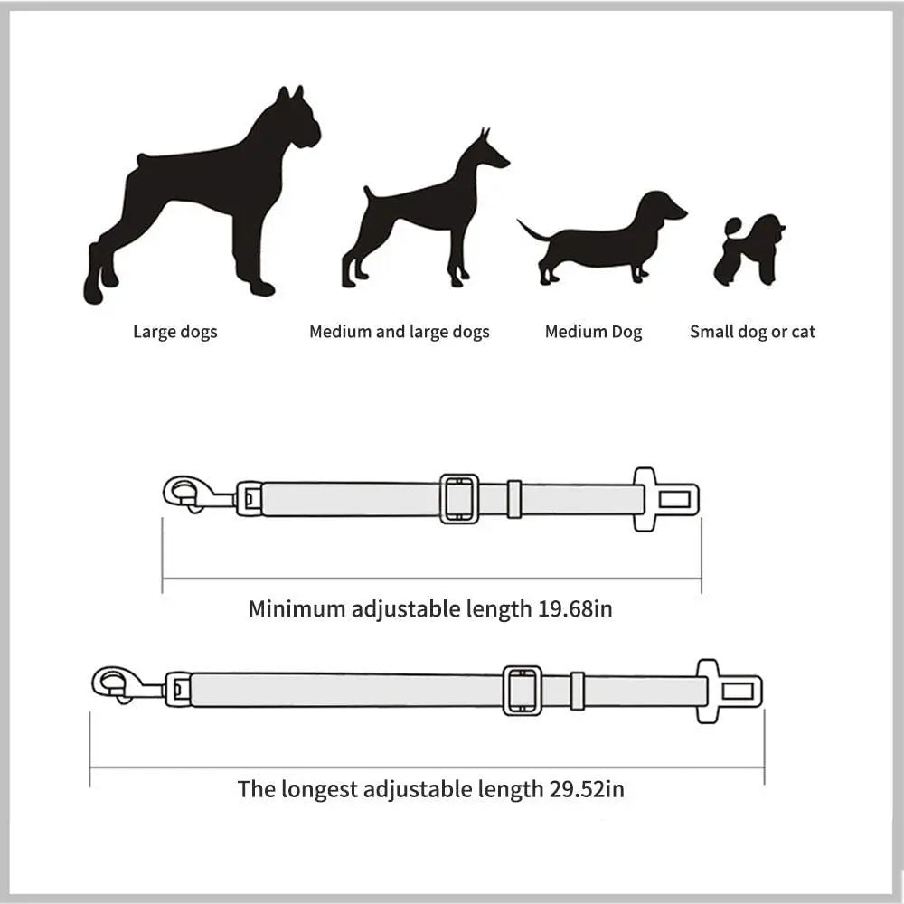 Adjustable Dog Car Seat Belt Safety Clip - Attach to Harness or Lead - Dog and Cat Studio