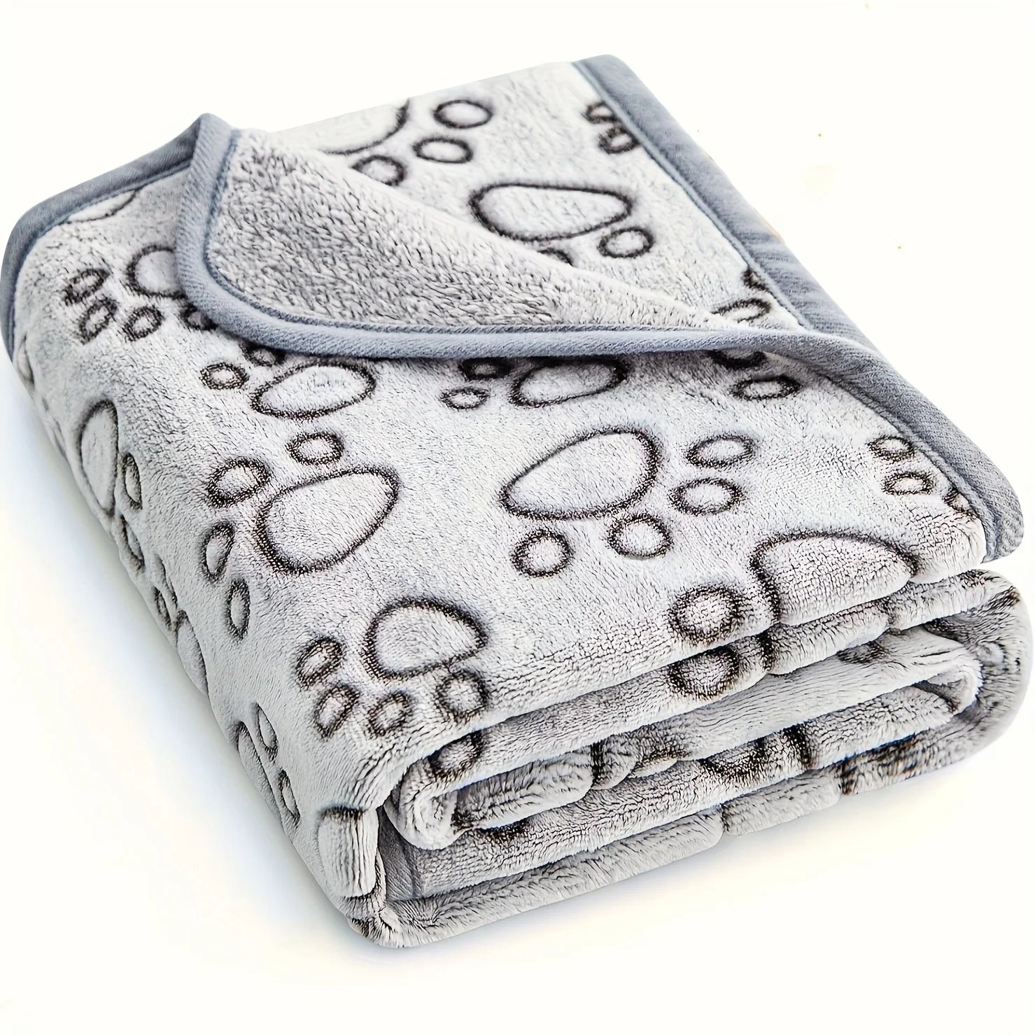 Soft Grey Fluffy High-Quality Blanket folded in a rectangle