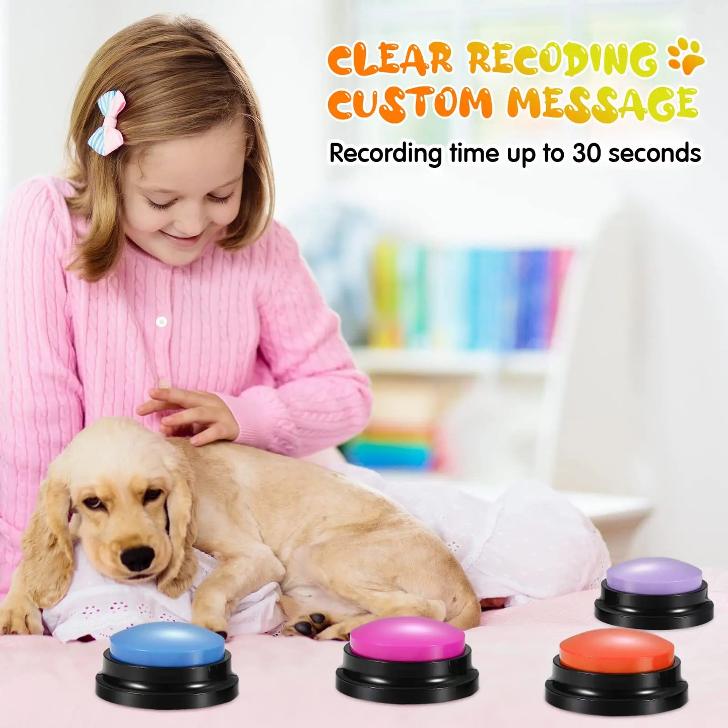 Interactive Dog Buttons Pet Training Buzzers - with Customisable Record & Playback Option - Dog and Cat Studio