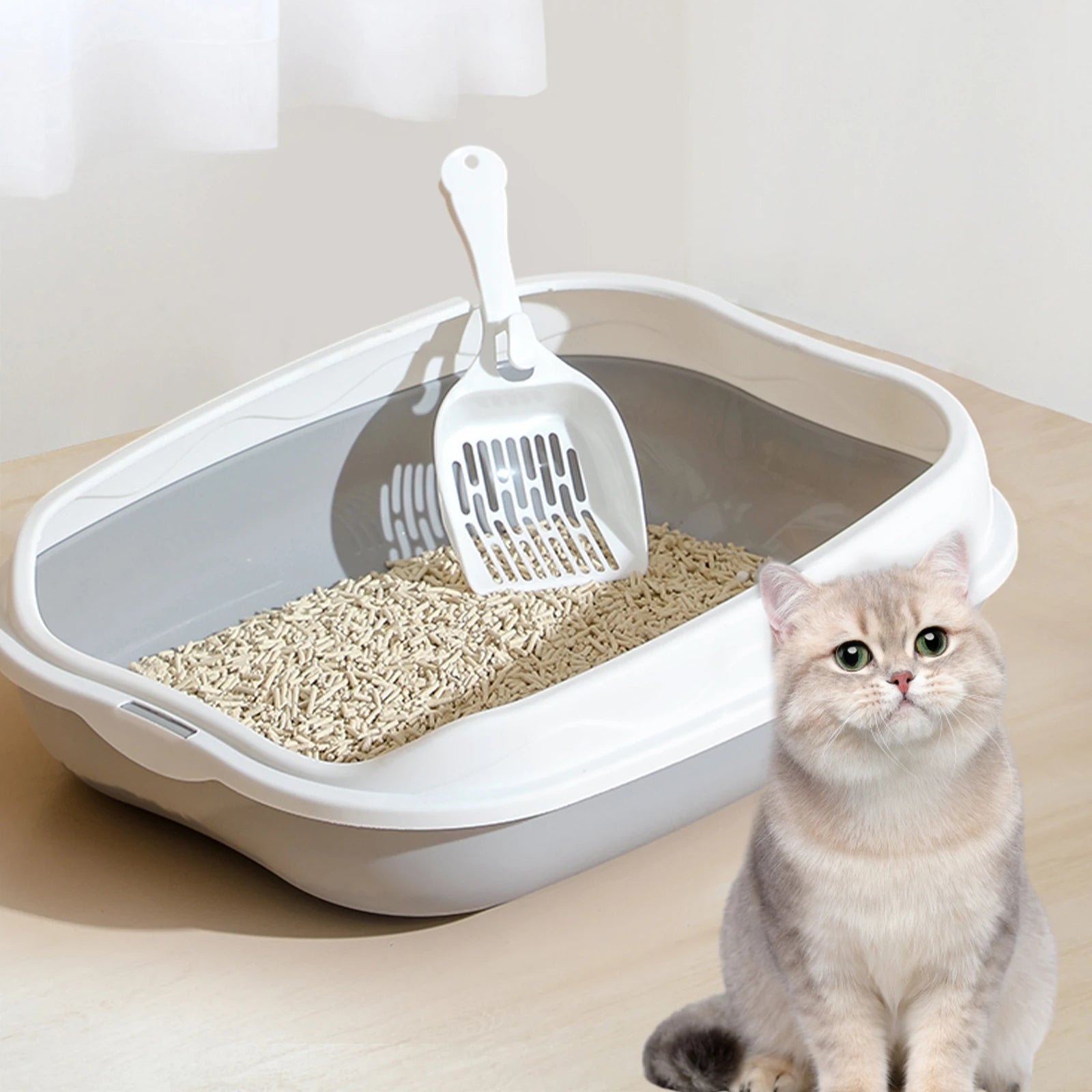 Luxury Semi-Enclosed Cat Litter Tray - includes matching Scoop - Dog and Cat Studio